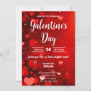 Radiant Red Galentine's Day Night Out Invitation 