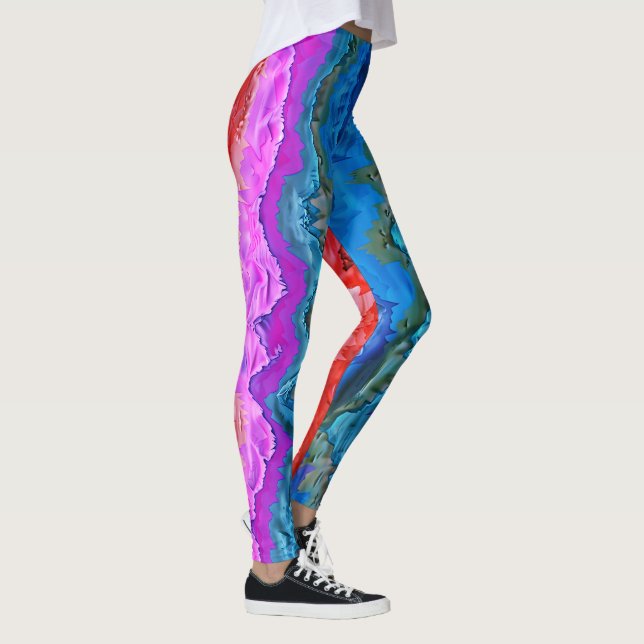 "Radiant Reflection" Colourful Abstract Art  Leggings (Right)