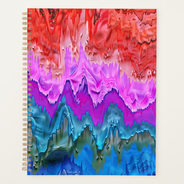 "Radiant Reflection" Colourful Abstract Art  Planner (Front)