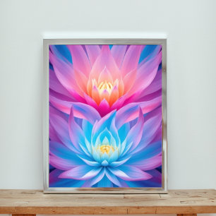 Radiant Reflections: A Dance of Colourful Lotus Photo Print