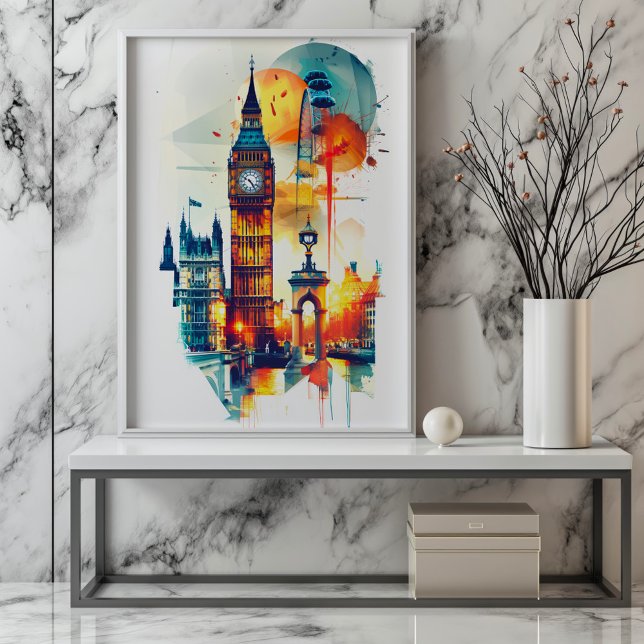 Radiant Rhapsody: London's Big-Ben and London Eye Poster (Creator Uploaded)
