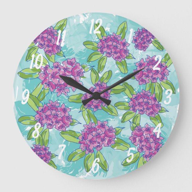 Radiant Rhododendron Wall Clock (Front)