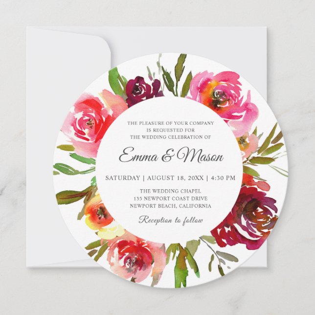 Radiant Romance Circular Wedding Invitation (Front)