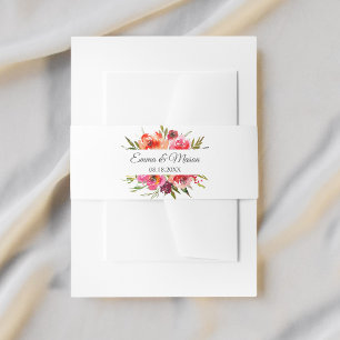 Radiant Romance Floral Wedding Invitation Belly Band