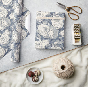 Radiant Rose Flower Retro Wrapping Paper