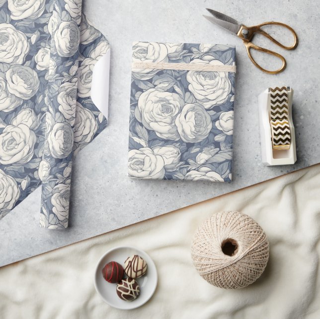 Radiant Rose Flower Retro Wrapping Paper (Crafts)