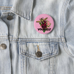 Radiant Rose & the Gentle Bee, Bee Yourself Postca 6 Cm Round Badge