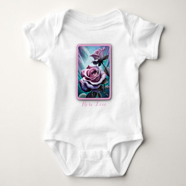 Radiant Roses: Perfectly Pink and Purple Petals Baby Bodysuit (Front)