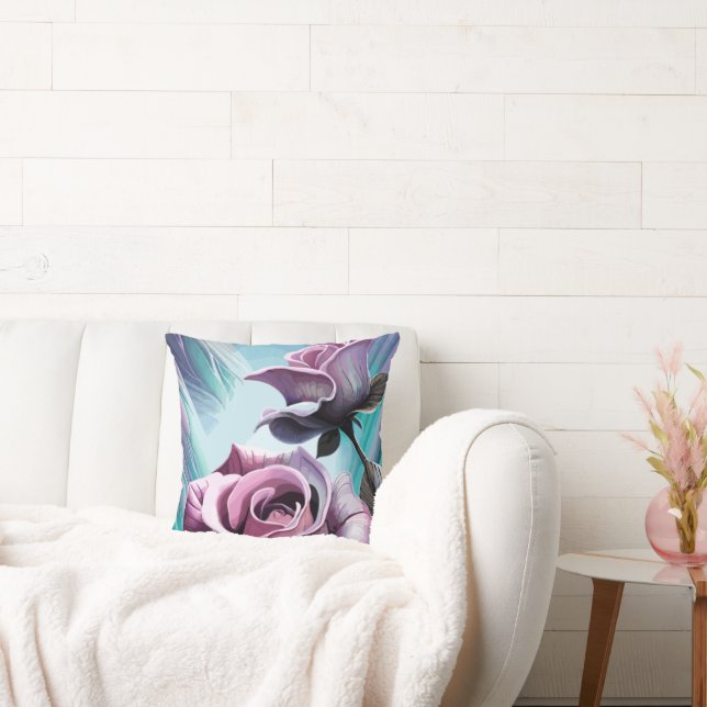Radiant Roses: Perfectly Pink and Purple Petals Cushion (Couch)