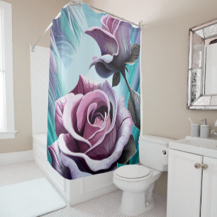 Radiant Roses: Perfectly Pink and Purple Petals Shower Curtain