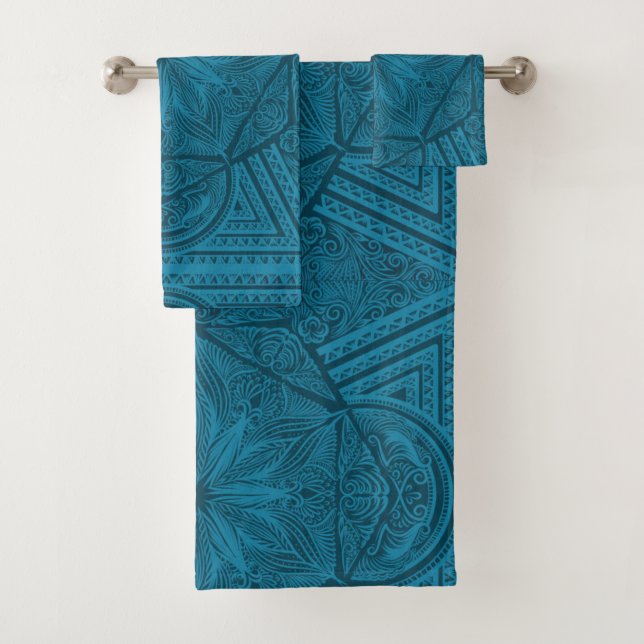 Radiant Sacred Geometry Mandala Bath Towel Set (Insitu)