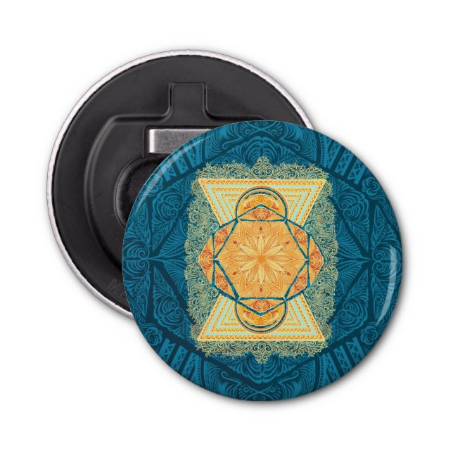 Radiant Sacred Geometry Mandala Bottle Opener (Front)