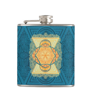 Radiant Sacred Geometry Mandala Hip Flask