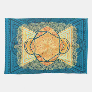 Radiant Sacred Geometry Mandala Tea Towel