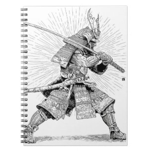 Radiant Samurai Warrior Ink Illustration Notebook