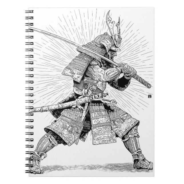 Radiant Samurai Warrior Ink Illustration Notebook (Front)
