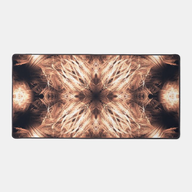 Radiant Sandstone Fractal Mandala Art Desk Mat (Front)