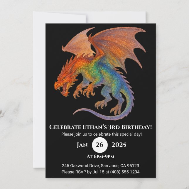 Radiant Scale Dragon Birthday Invitation (Front)