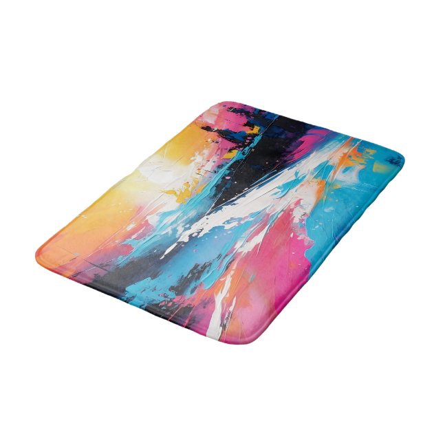 Radiant Serenity: Abstract Sunset Reflections Bath Mat (Angled)
