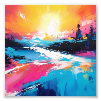 Radiant Serenity: Abstract Sunset Reflections Photo Print