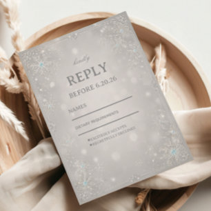 Radiant Silver Frosted Winter Sparkle RSVP Card