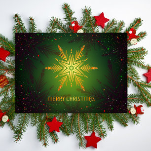 Radiant Snowflake Glow – Elegant Green Christmas Card