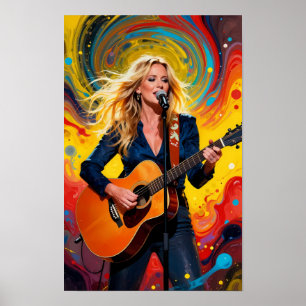 Radiant Songbird in Psychedelic Colour Poster