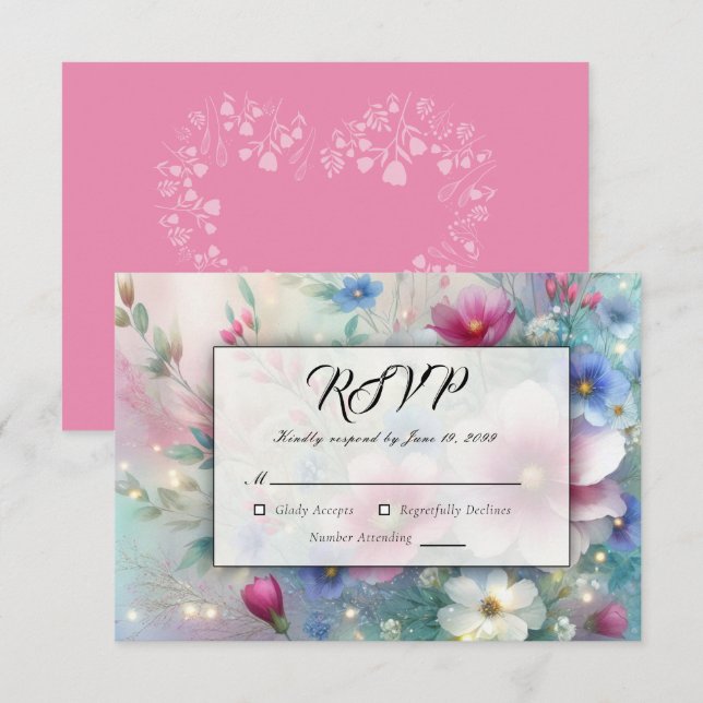 Radiant Sparkling Spring Blooms  RSVP Card (Front/Back)