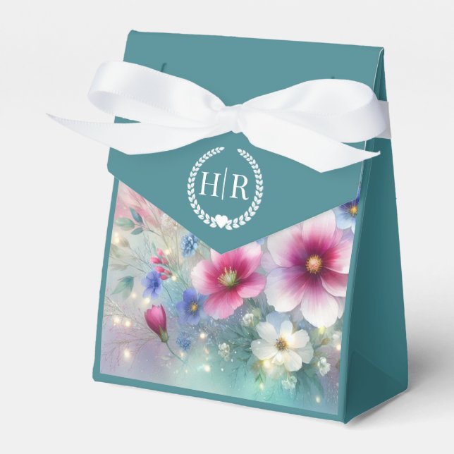 Radiant Sparkling Spring Blooms Wedding Favour Box (Front Side)