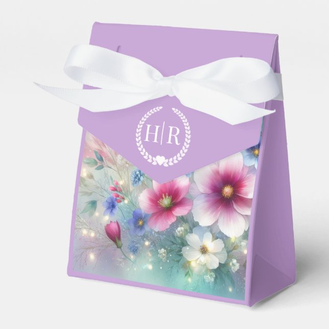 Radiant Sparkling Spring Blooms Wedding Favour Box (Front Side)