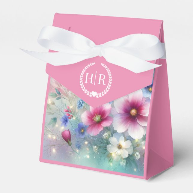 Radiant Sparkling Spring Blooms Wedding Favour Box (Front Side)
