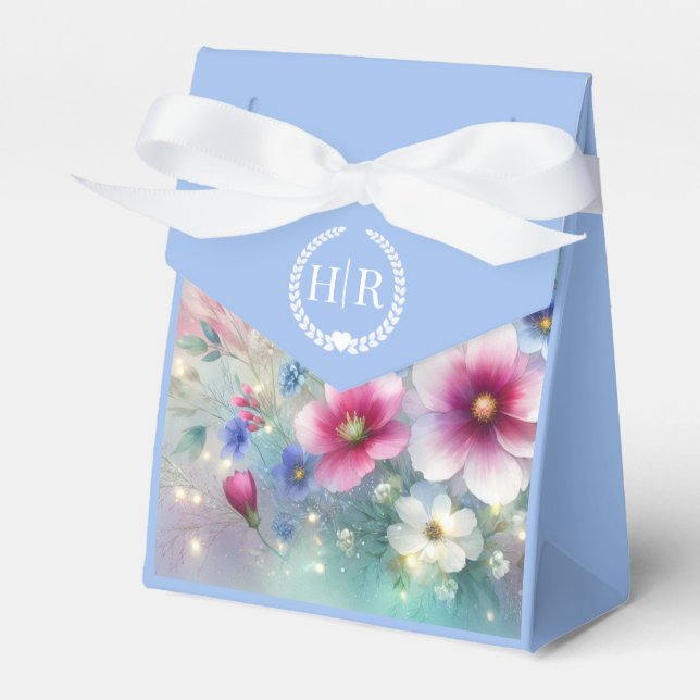 Radiant Sparkling Spring Blooms Wedding Favour Box (Front Side)