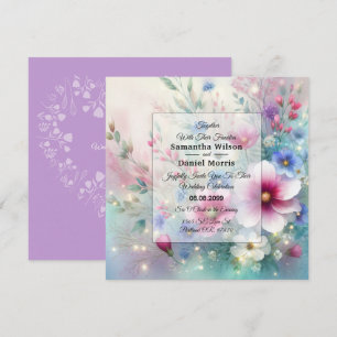 Radiant Sparkling Spring Blooms Wedding Invitation