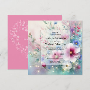 Radiant Sparkling Spring Blooms Wedding Invitation