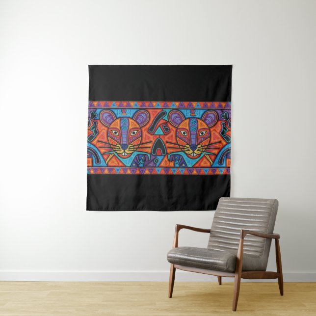 Radiant Spirit Animal Geometric Wall Tapestry (In Situ)