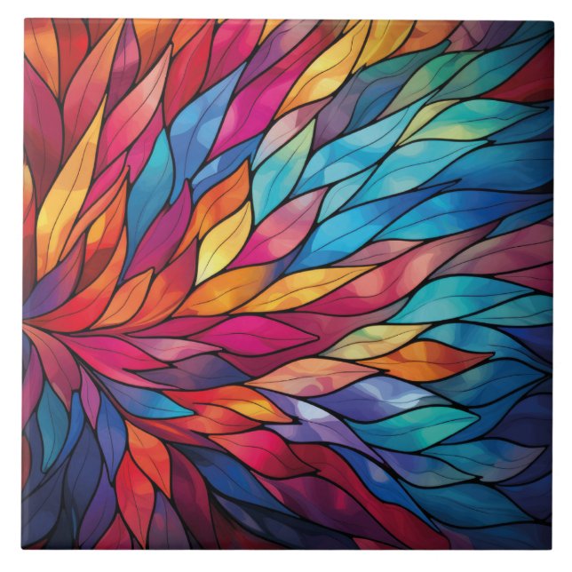 Radiant Stained Glass Bloom Ceramic Tile (Front)