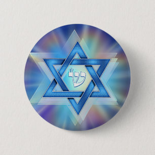 Radiant Star of David 6 Cm Round Badge