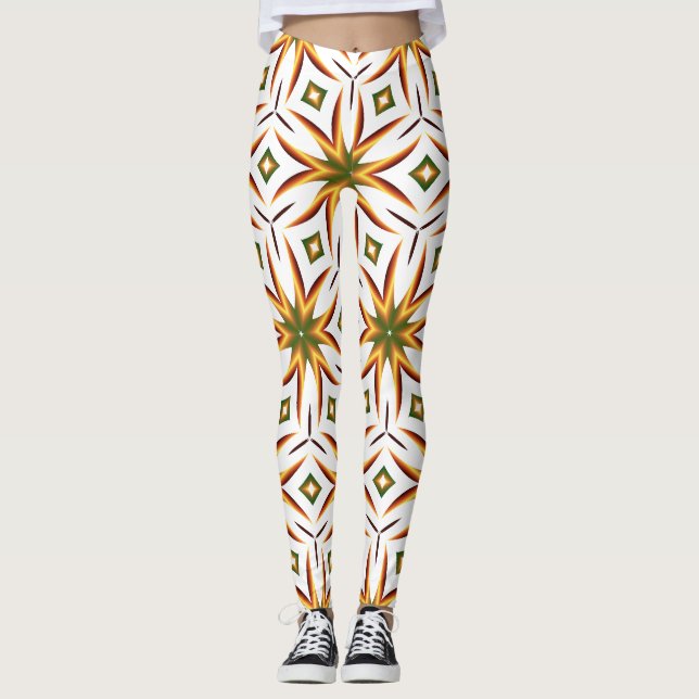 Radiant Starburst Seamless Pattern Leggings (Front)