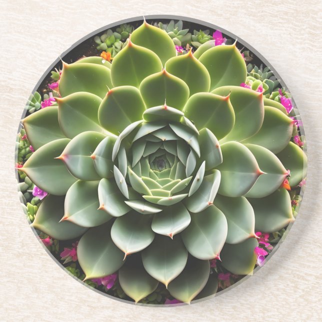 Radiant Succulent Bloom Coaster (Front)