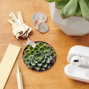 Radiant Succulent Bloom Key Ring