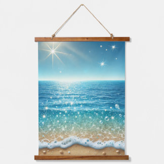 Radiant Summer Ocean Wall Tapestry: 26"x36" Wood T Hanging Tapestry