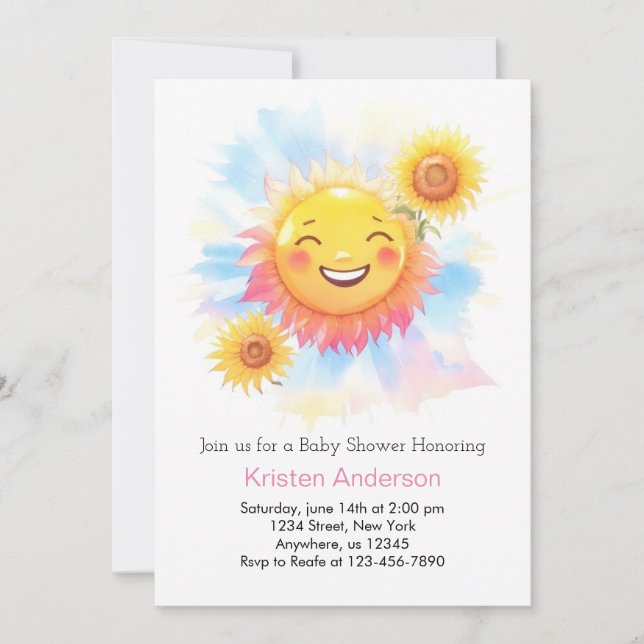 Radiant Sun Boho Girl Baby Shower Invitation (Front)