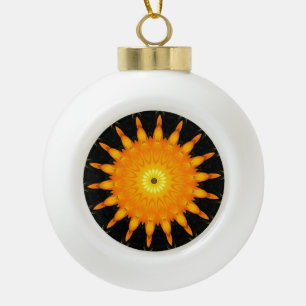 Radiant Sun Mandala Kaleidoscope Art Ceramic Ball Christmas Ornament