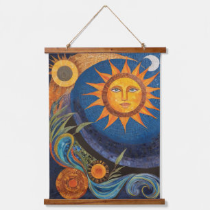 Radiant Sun Mosaic Vibrant Celestial Hanging Tapestry