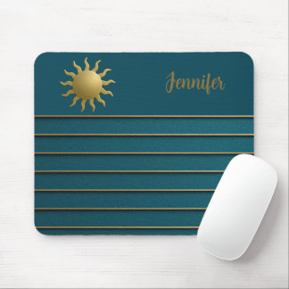 Radiant Sun on Teal Mouse Pad