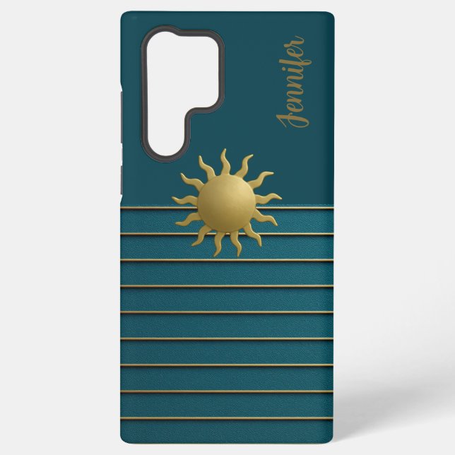 Radiant Sun on Teal Samsung Galaxy S22 Ultra Case (Back)