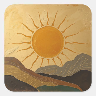 Radiant Sun Painting Images – A Timeless Symbol Square Sticker