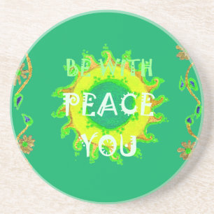 Radiant Sun: Peace Be With You Inspirational Print Coaster