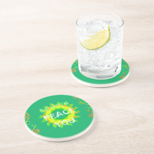 Radiant Sun: Peace Be With You Inspirational Print Coaster
