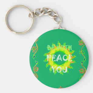 Radiant Sun: Peace Be With You Inspirational Print Key Ring